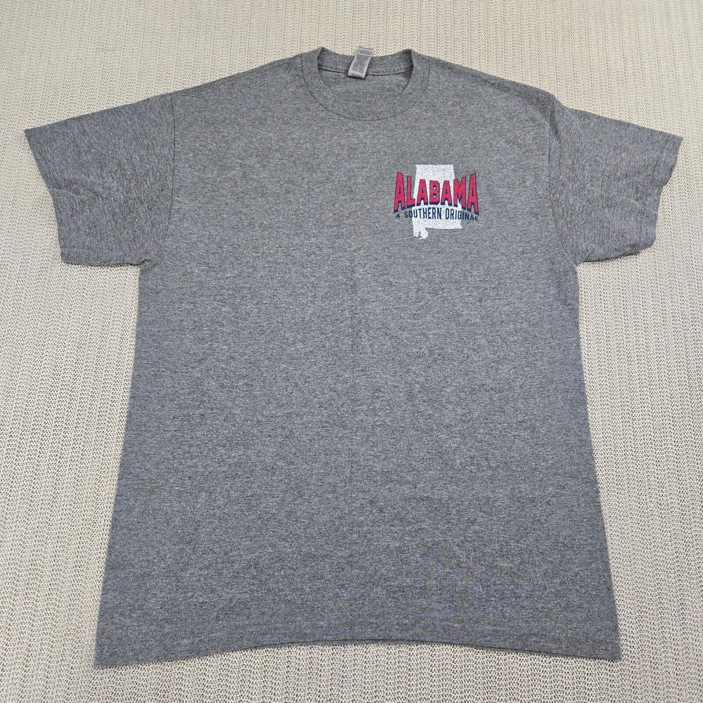 Alabama Travel Shirt Mens Medium Gray Map Graphic A Southern Original Souvenir